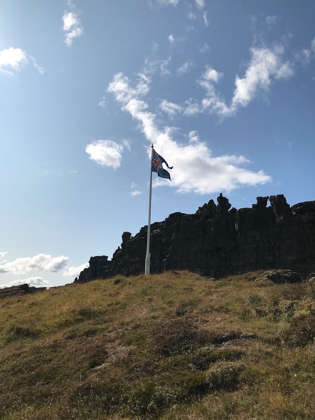 Bandera Islandia en Parque Nacional de Þingvellir